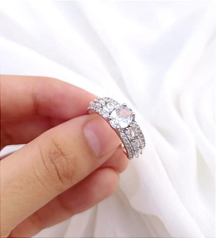 Silver Plated Crystal Ring