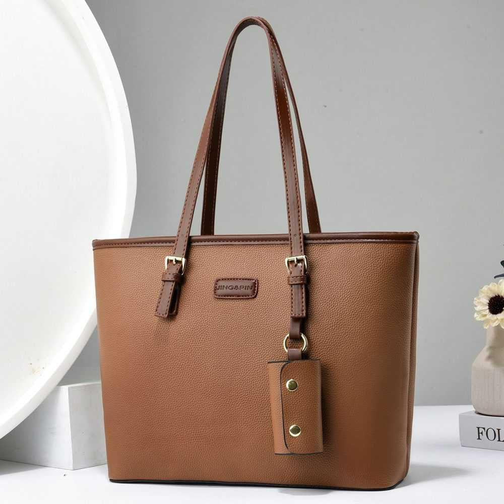 Leather Plain Shoulder Bag