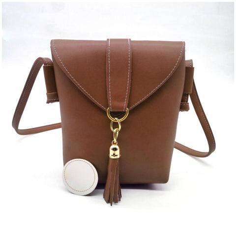Leather Plain Shoulder Bag