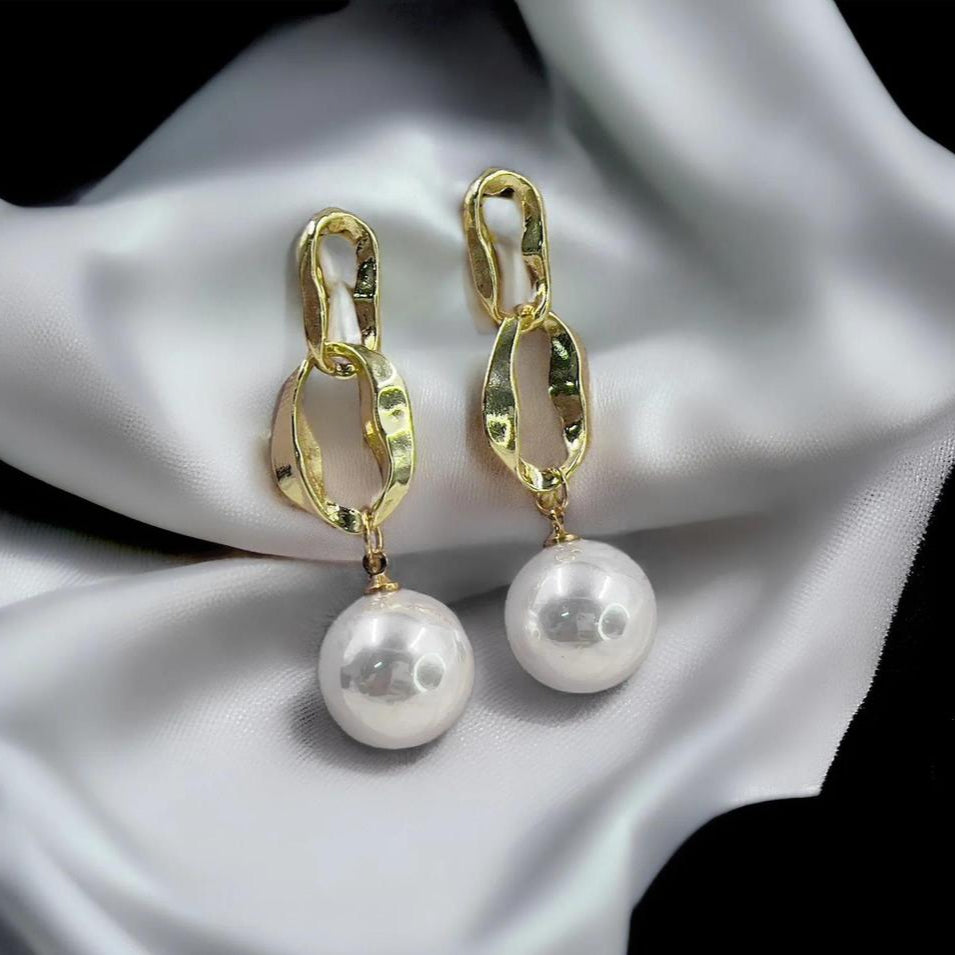 Pearl Drop Chain Earrings