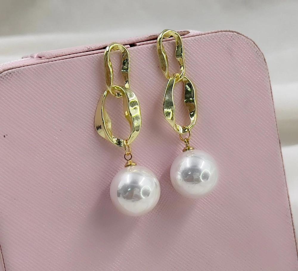 Pearl Drop Chain Earrings