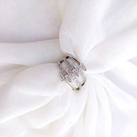 Silver Plated Crystal Ring