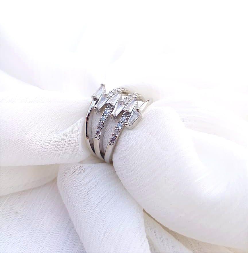 Silver Plated Crystal Ring