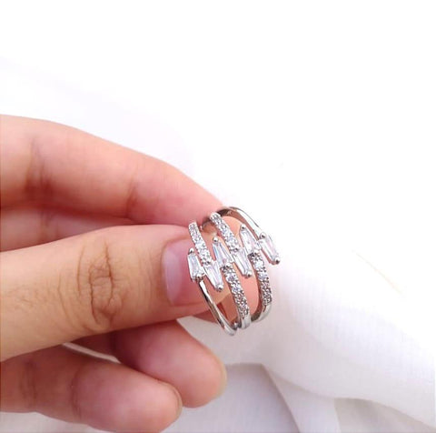 Silver Plated Crystal Ring