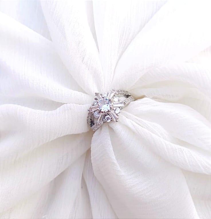 Silver Plated Crystal Ring