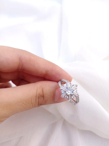 Silver Plated Crystal Ring